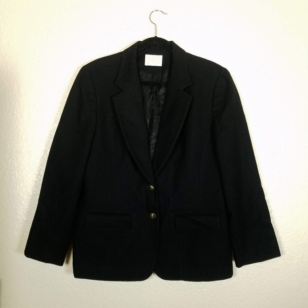 Pendleton Wool Black Blazer Jacket Gold Buttons